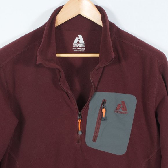 Eddie Bauer Men's 1/2 Zip Sweatshirt M Burgundy Polyester Fleece - Picture 2 of 4